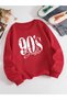 Red Unisex Men/Women 90's Custom Colorful Oversize Crew Neck Cotton