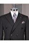 Italian Style Slim Fit Double Breasted Jacket Pants Suit Anthracite T14464 - 2