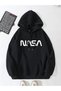 Black Unisex Women/Men Nasa Color Printed Oversize Hoodie