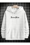 White Unisex the Dream Your Life Printed Oversize Loose Cut Hoodie - 2