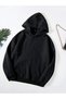 Black Unisex Women/Men Plain Color Cotton Oversize Hoodie