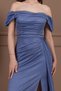 Glittery Ruched Detail Fish Evening Dress - Blue - 2