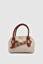 Gilty Buckle Belt Detailed Cross Strap Handbag Mink Tan