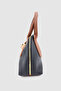 Gilty Buckle Belt Detailed Cross Strap Handbag Black Tan - 4