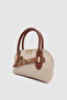 Gilty Buckle Belt Detailed Cross Strap Handbag Mink Tan - 2