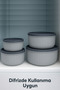Set of 4 Round Storage Containers Striped Gray |   2.5L 1.5L 0.80L 0.45L Microwave and Freezer Compatible - 3