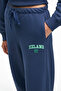 Erevyn Women's Relaxed Cut Hem Detail Printed Navy Blue Sweatpants - 5