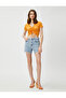 Crop T-Shirt V-Neck Gather Detailed - 2