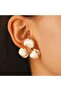 White Flower Design Earrings – Elegant and Stylish Model with Gold Detail - 5