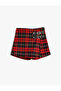 Plaid Buckle Detailed Double Breasted Shorts Skirt