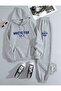 Gray Printed Oversize Unisex Thick Winter Tracksuit