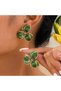 Green Flower Design Earrings – Elegant and Stylish Model with Gold Detail