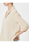 4Sak60016Pw 050 Beige Women's Woven Long Sleeve Blouse - 5