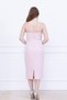 Atlas Fabric Wired Rose Detail Pencil Dress - POWDER PINK - 6