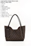 Monogram Printed Brown Shk108 Women's Hand and Shoulder Bag with Snap Fastener Faux Leather Wallet and Makeup Bag - 3