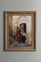 Chat at the Fountain - Vintage Patterned Frame