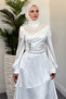 Yandan Stone Layer Satin Evening Dress - 3