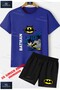 Children's Unisex “Batman Side Writing Logo Buyuk“ Special Printed Crew Neck T-Shirt - Shorts Set
