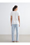 Two Mt Shop Quality Lcw Dream Blue Combed Cotton Printed Short Sleeve Women's Pajama Set - 6