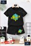 Children's Unisex “Dunya Akan Boya“ Special Printed Crew Neck T-Shirt - Shorts Set