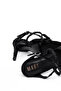 Velvet Noir Series – Cross-Strap, Velvety Shiny Textured, Thin Heeled Black Evening Shoes - 6