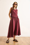 Women's Burgundy Top Blouse Bottom Pocket Skirt Soft Textured Suit Tkm-19000414 - 2