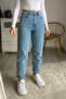 Evla Blue Women's Mom Jean High Waist Lycra Cotton Jeans