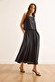 Women's Black Top Blouse Bottom Pocket Skirt Soft Texture Suit Tkm-19000414 - 5