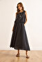 Women's Black Top Blouse Bottom Pocket Skirt Soft Texture Suit Tkm-19000414 - 4