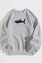 Shark Printed Women'S/Men's Unisex Oversize Hooded and Crew Neck 3-Thread Sweatshirt