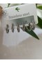 Set of 6 Zircon Stone Hoop Earrings Silver Color 1 Cm-1.2 Cm-1.5 cm