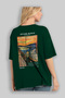Edvard Munch Scream Back Printed Green Oversize T-Shirt Men Women Crew Neck Cotton T-Shirt - 4