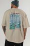 Claude Monet Back Printed Beige Oversize T-Shirt Men Women Crew Neck Cotton Tshirt - 5