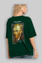Van Gogh Self Portrait Back Printed Green Oversize T-Shirt Men Women Crew Neck Cotton T-Shirt - 4