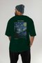Van Gogh the Starry Night Back Printed Green Oversize T-Shirt Men Women Crew Neck Cotton T-Shirt - 6