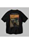 Edvard Munch Scream Back Printed Black Oversize T-Shirt Men Women Crew Neck Cotton T-Shirt - 3