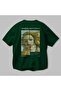 Sandro Botticelli Back Printed Green Oversize T-Shirt Men Women Crew Neck Cotton t Shirt - 3