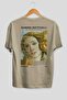 Sandro Botticelli Back Printed Beige Oversize T-Shirt Men Women Crew Neck Cotton Tshirt - 2
