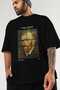 Van Gogh Self Portrait Front Printed Black Oversize T-Shirt Men Women Crew Neck Cotton t Shirt - 3