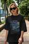 Van Gogh the Starry Night Front Printed Black Oversize T-Shirt Men Women Crew Neck Cotton t Shirt - 6