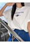 Women's White Blooming Printed Oversize Crew Neck Tshirt