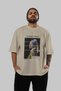 Johannes Vermeer Front Printed Beige Oversize T-Shirt Men Women Crew Neck Cotton t Shirt - 5
