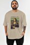 Leonardo Da Vinci Mona Lisa Front Printed Beige Oversize T-Shirt Men Women Crew Neck Cotton t Shirt