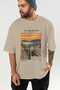 Edvard Munch Scream Front Printed Beige Oversize T-Shirt Men Women Crew Neck Cotton T-Shirt - 6