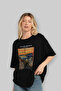 Edvard Munch Scream Front Printed Black Oversize T-Shirt Men Women Crew Neck Cotton t Shirt - 4