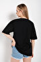 Women's Striped Figure Heart Black T-shirt Have A Holiday Printed - 5