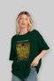 Gustav Klimt the Kiss Front Printed Green Oversize T-Shirt Men Women Crew Neck Cotton t Shirt - 4