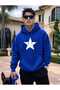 A Big Star Printed Hooded Pocket Cotton Cobalt blue Sweatshirt