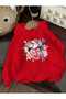 Graduation Cap Printed Hooded Pocket Cotton Red Sweatshirt