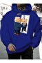 Dress Me Bear Printed Hooded Pocket Wool Inside Cobalt Blue Sweatshirt